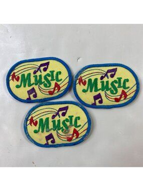 Girl Scouts  Music Patches Badges Colorful Embroidered Notes & Lettering Lot 3